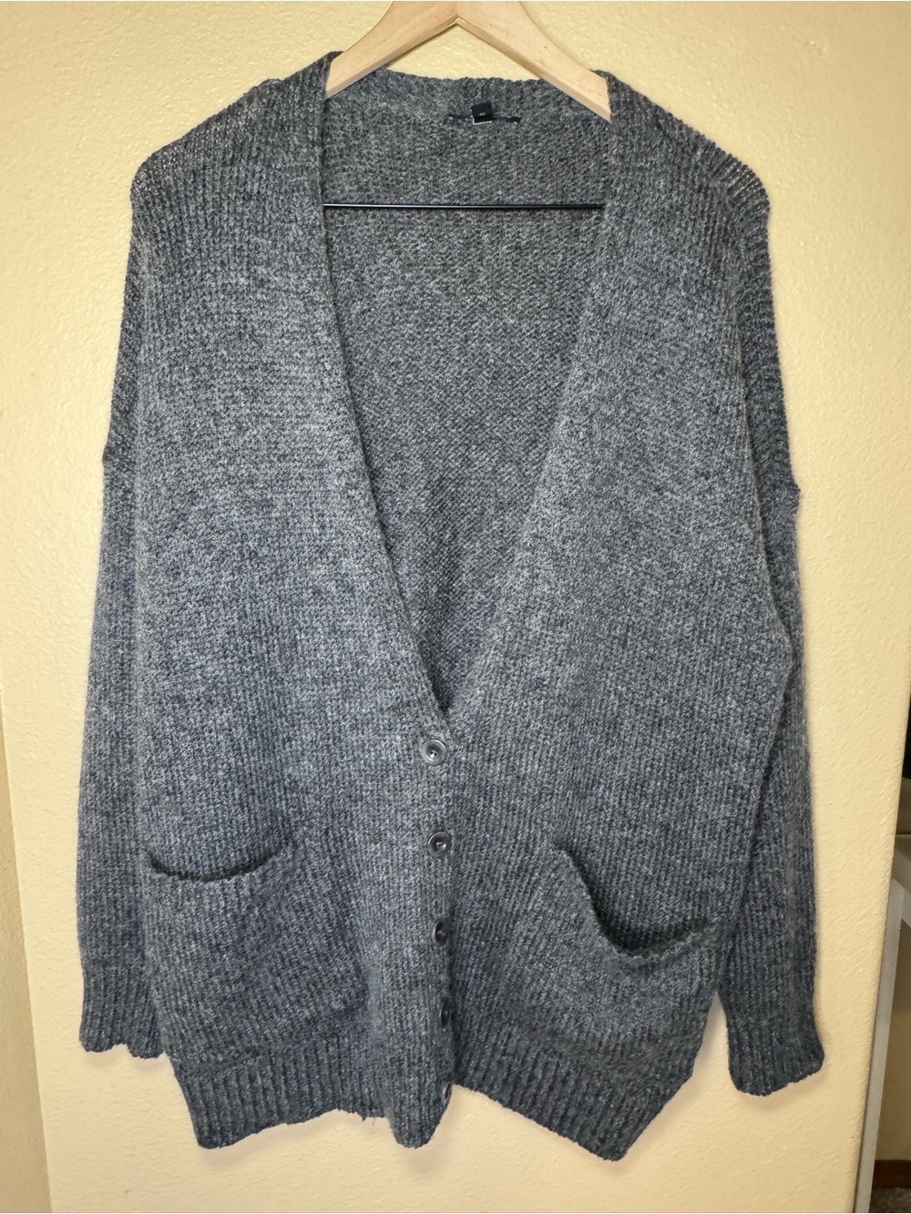 Eileen Fisher Oversized V-Neck Wool/Mohair button front cardigan size small